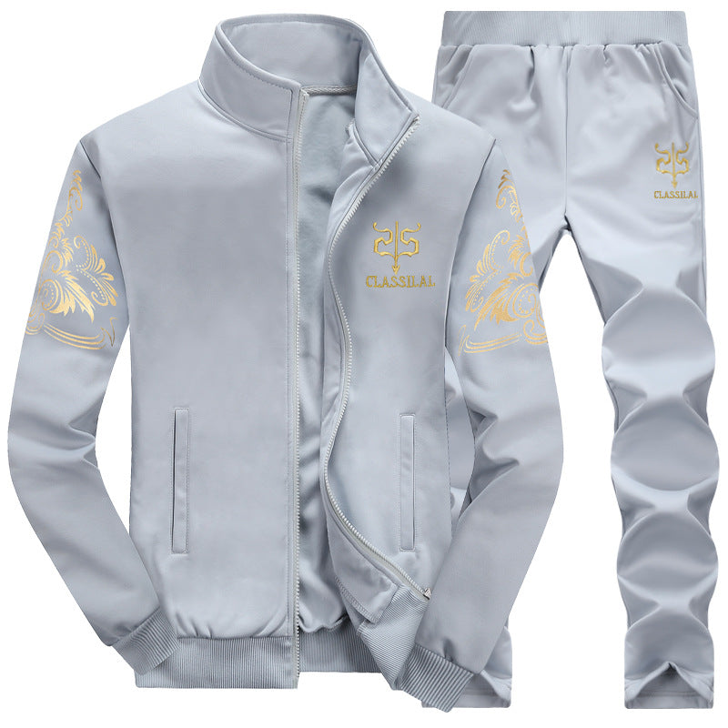 Men's casual Agate tracksuit zipper vest set, featuring a two-piece design with a zip-up vest and matching pants.
