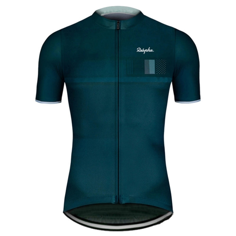 Men's cycling clothing set by Agate featuring a breathable bicycle jersey and matching shorts for comfortable riding.