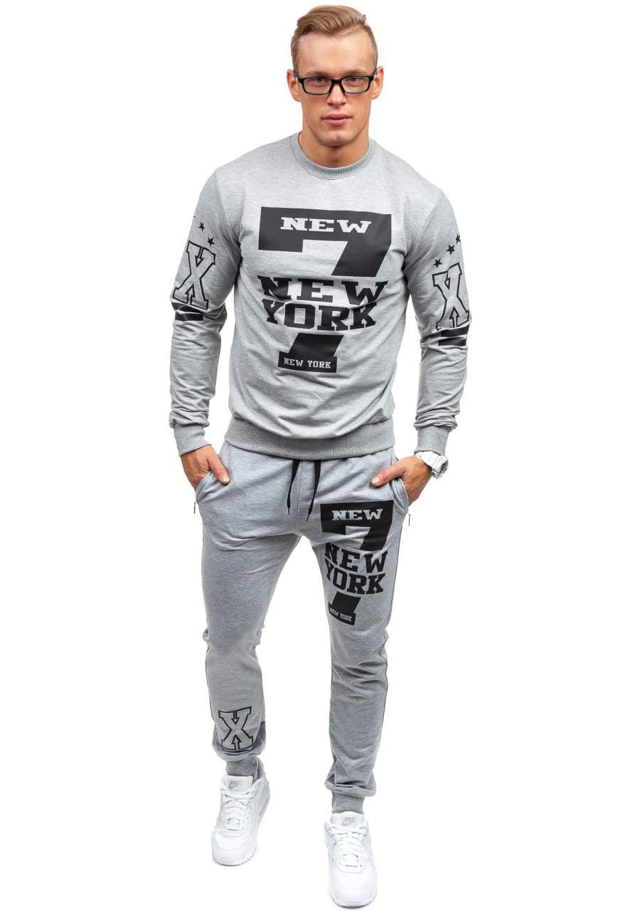Men's fashion autumn spring sweatpants set by Agate, featuring comfortable casual style and soft fabric for everyday wear.
