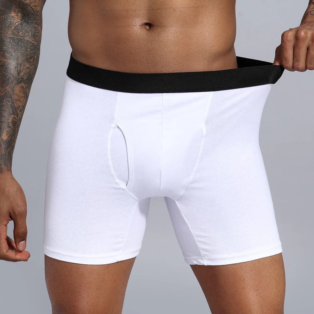 Men's cotton boxers by Agate, comfortable men's underwear with a relaxed fit, shown in a natural pose.