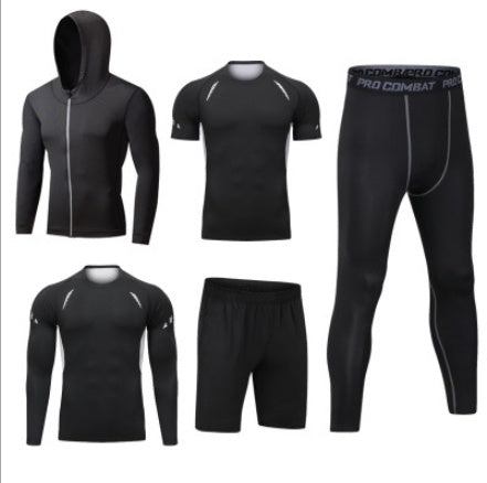 Men's Agate sportswear, athletic shirt and shorts set, breathable fabric, suitable for running and workout activities.