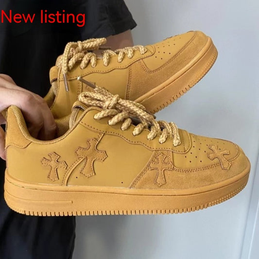 Agate Wheat Casual Sneakers for women, retro platform design, stylish comfortable men casual shoes with modern look