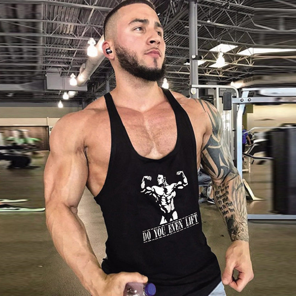 Men's Agate sportswear printed vest with colorful design, sleeveless athletic top, ideal for active workouts and outdoor sports.