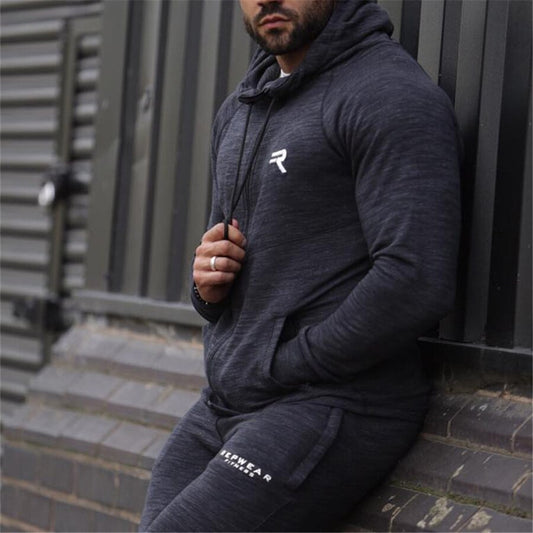 Men's Agate hooded sportswear jacket with front zipper and athletic fit, designed for active sports and casual wear.