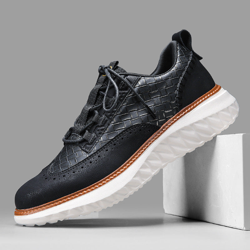 Agate men's breathable woven-texture sneakers with cushioned soles, stylish design, and lace-up closure for comfortable everyday wear.