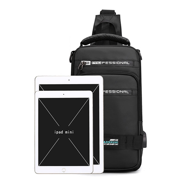 Army green multifunction bag for men by Agate, featuring multiple compartments and adjustable straps.