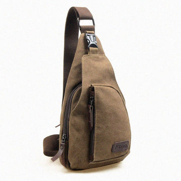 Black canvas casual men's chest pack and crossbody bag by Agate, featuring a compact shoulder handbag design.
