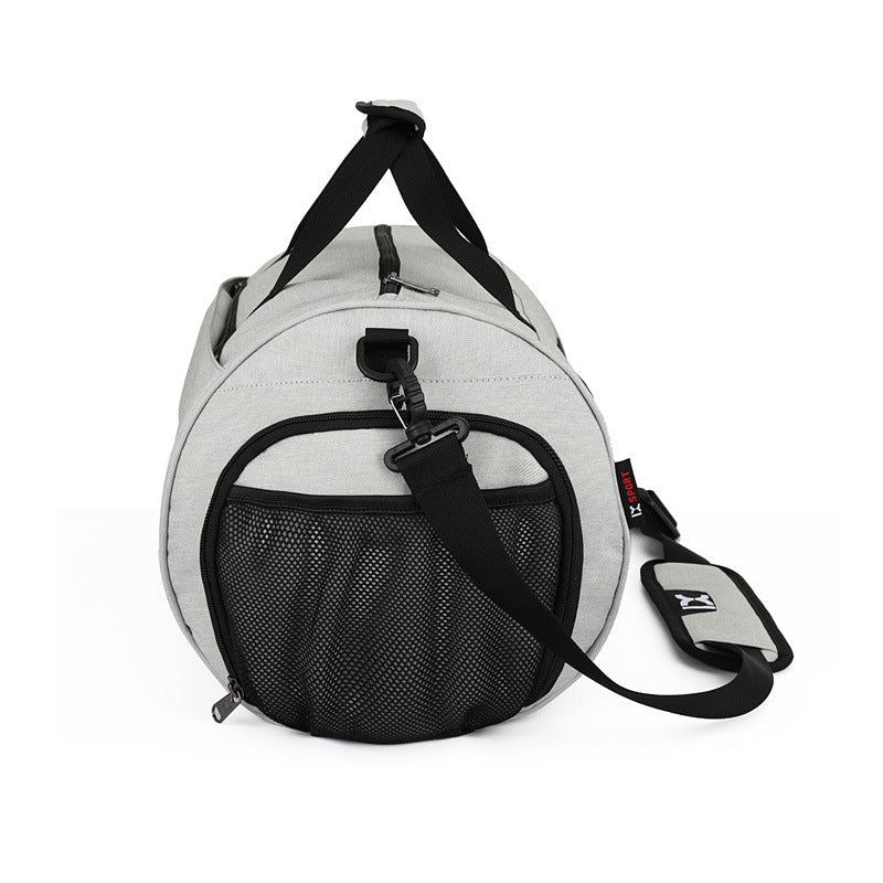 Black men's Agate sports training bag with handles and shoulder strap, designed for gym and athletic use.