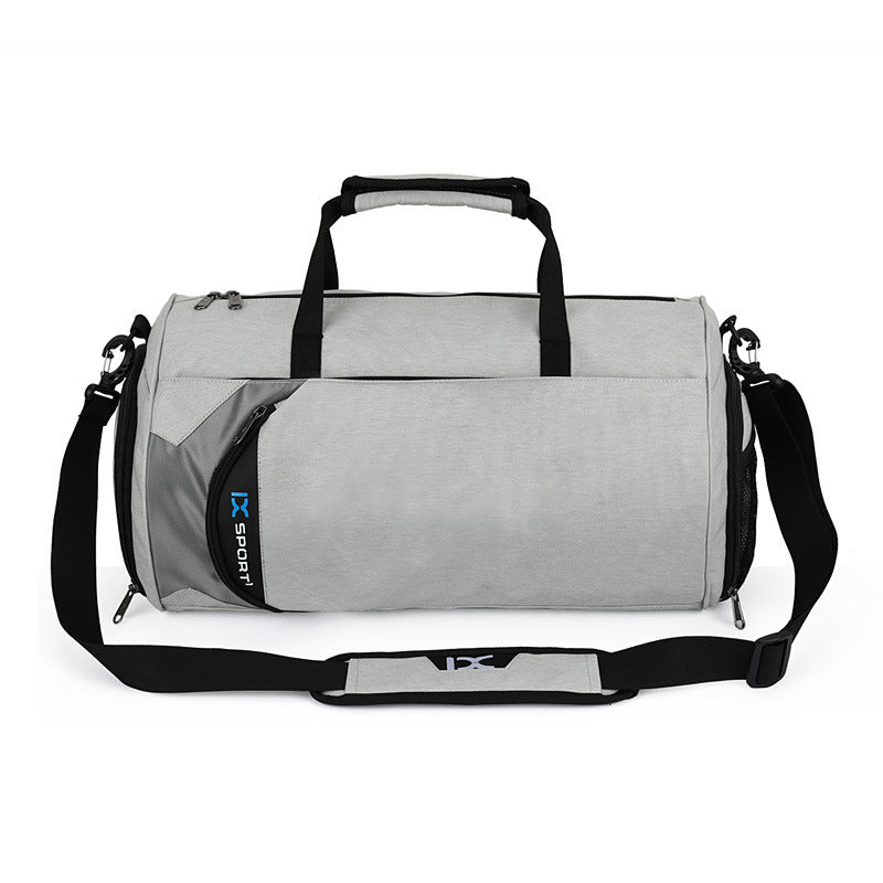 Black men's sports training bag by Agate featuring multiple compartments and sturdy handles for gym and travel use.