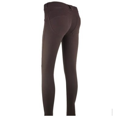 Black women’s push-up sport pants by Agate, designed for active wear and featuring a fitted, supportive style.
