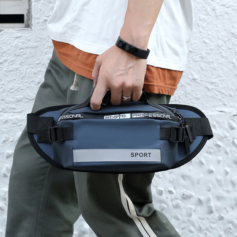 Black Agate reflective waist bag for men, versatile crossbody bag with reflective details for added visibility and style.