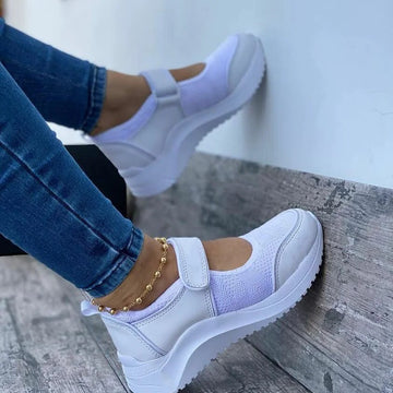 Blue Agate women’s casual sneakers, lightweight summer shoes with breathable fabric and white rubber soles.