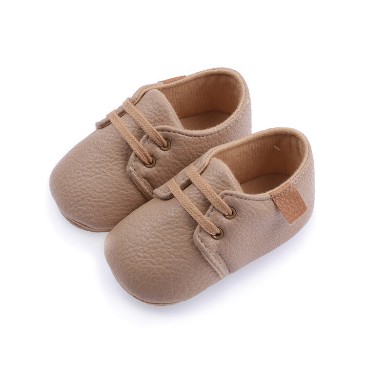 Beige Agate baby casual shoes for men and women, 11cm in length, soft and comfortable footwear for infants and toddlers.