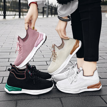 Beige Agate sports shoes for women, breathable casual running shoes with supportive design, perfect for everyday active wear.