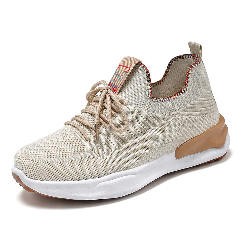 Beige Agate women's sports shoes designed for casual wear and breathable running with a comfortable fit.