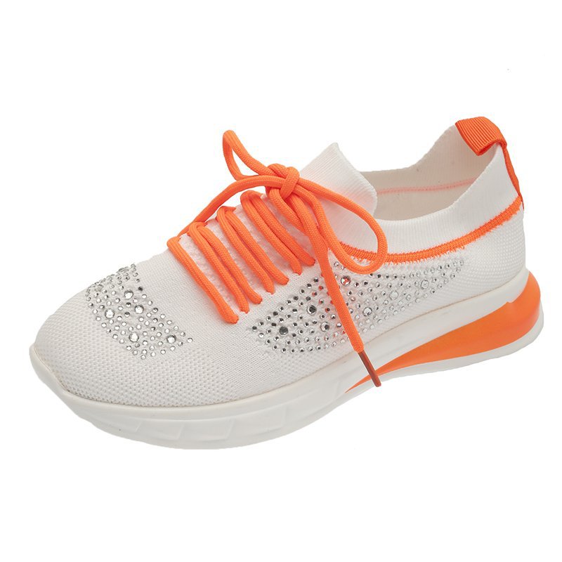 Black Agate women's rhinestone casual shoes with sporty design, walking shoes, and comfortable socks for everyday wear.