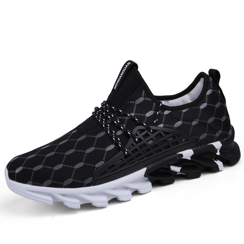 Black men's Agate sport sneakers, comfortable outdoor running shoes with athletic design and breathable material.