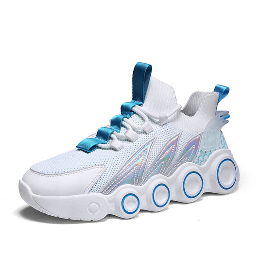 Black and green Agate sport summer flying mesh shoes for men, lightweight and breathable athletic footwear.