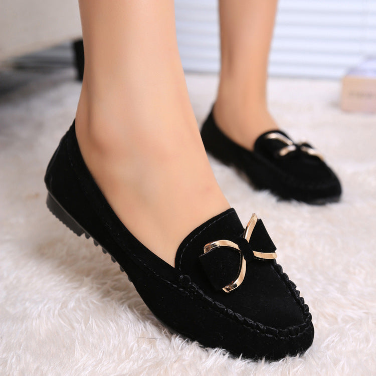 Black Agate bowknot flats for women, casual solid loafers with a cozy fit and stylish design, size 35.