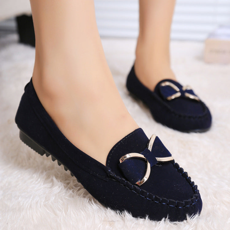 Black Agate women's bowknot flats shoes with casual solid design, cozy and comfortable loafers for everyday wear.