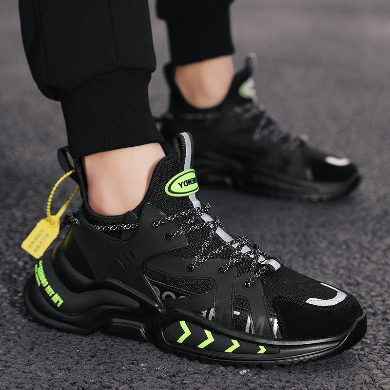 Black Agate high top fashion sneakers for men, sporty running and walking shoes with athletic tennis style.