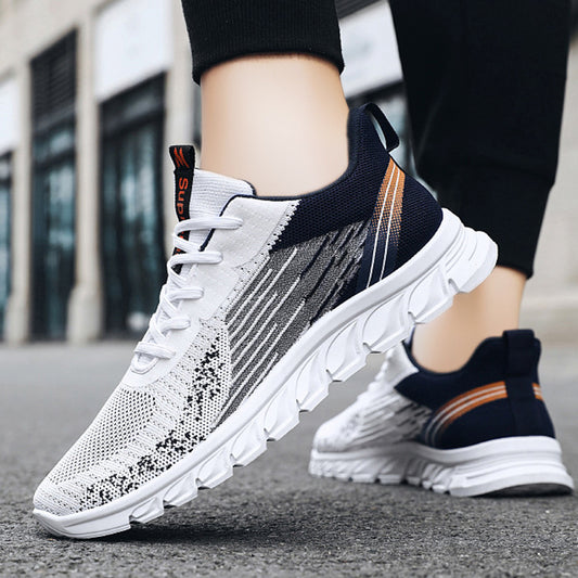 Black men's Agate sneakers with wavy bottom design, suitable for running and walking, size 39.