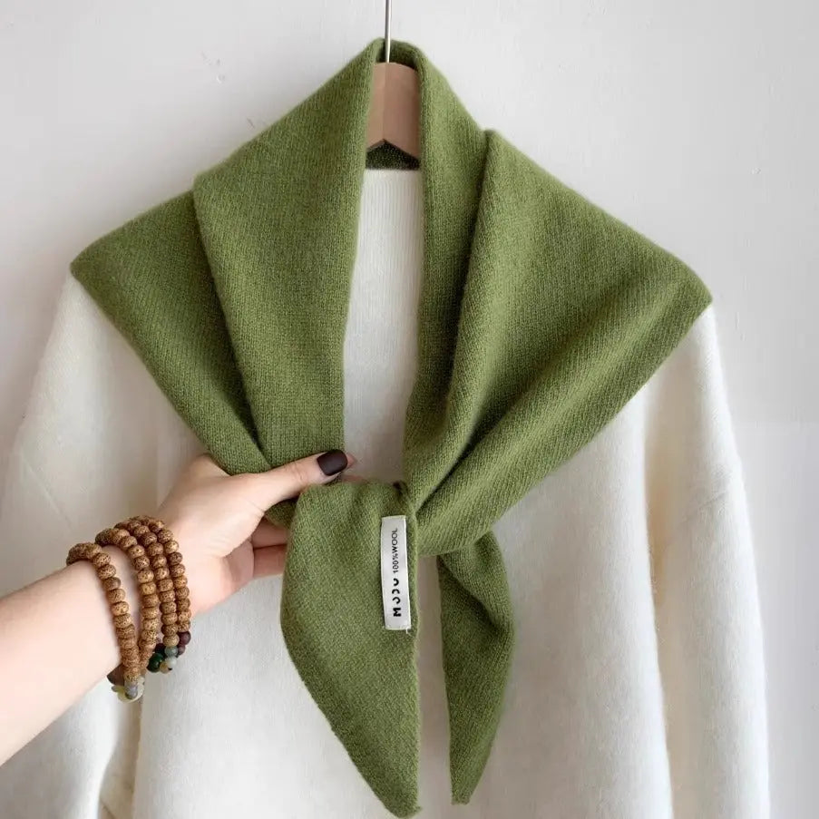 Womens Solid-Color Wool Knit Triangle Scarf Shawl For FallWinter - Alvionz.de