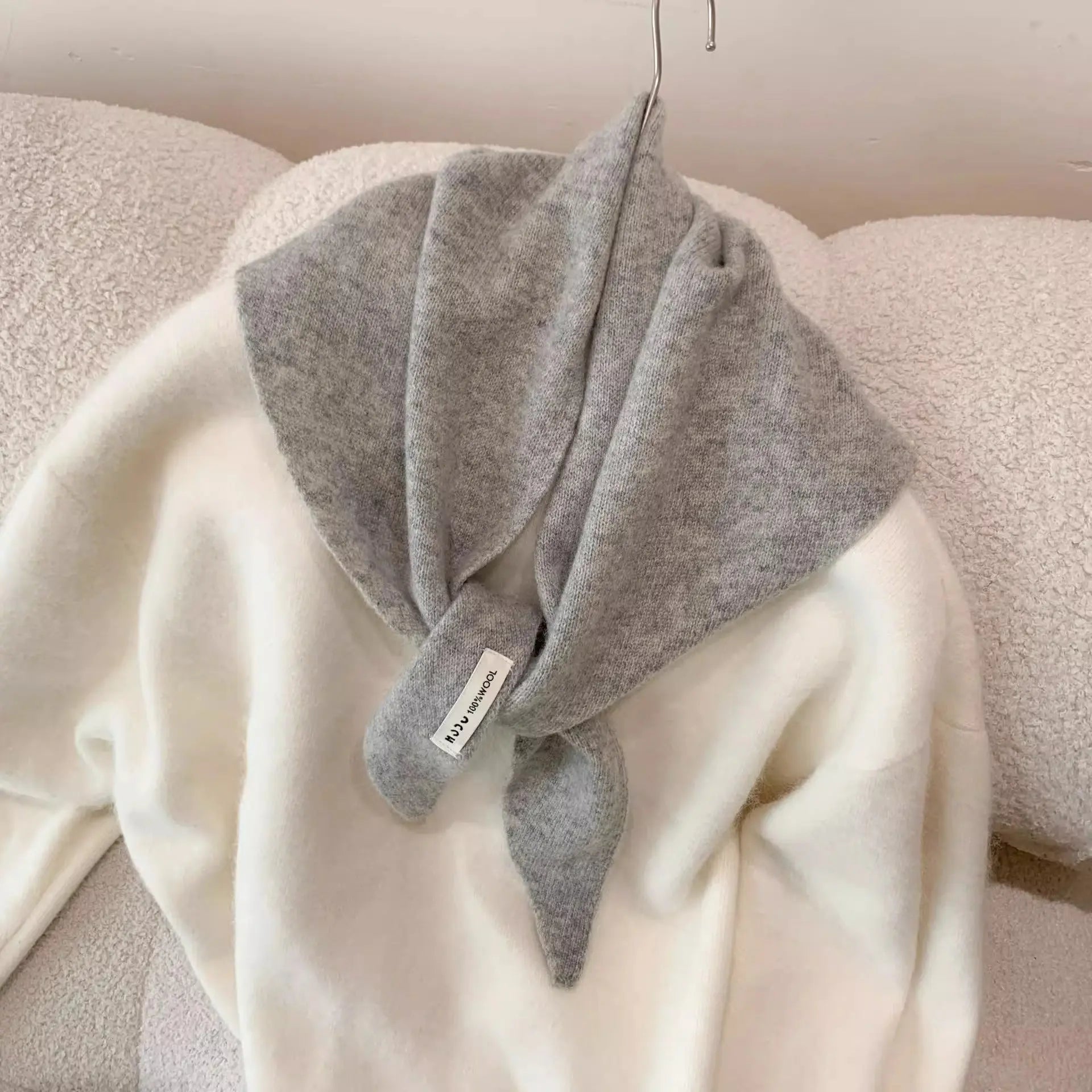 Womens Solid-Color Wool Knit Triangle Scarf Shawl For FallWinter - Alvionz.de