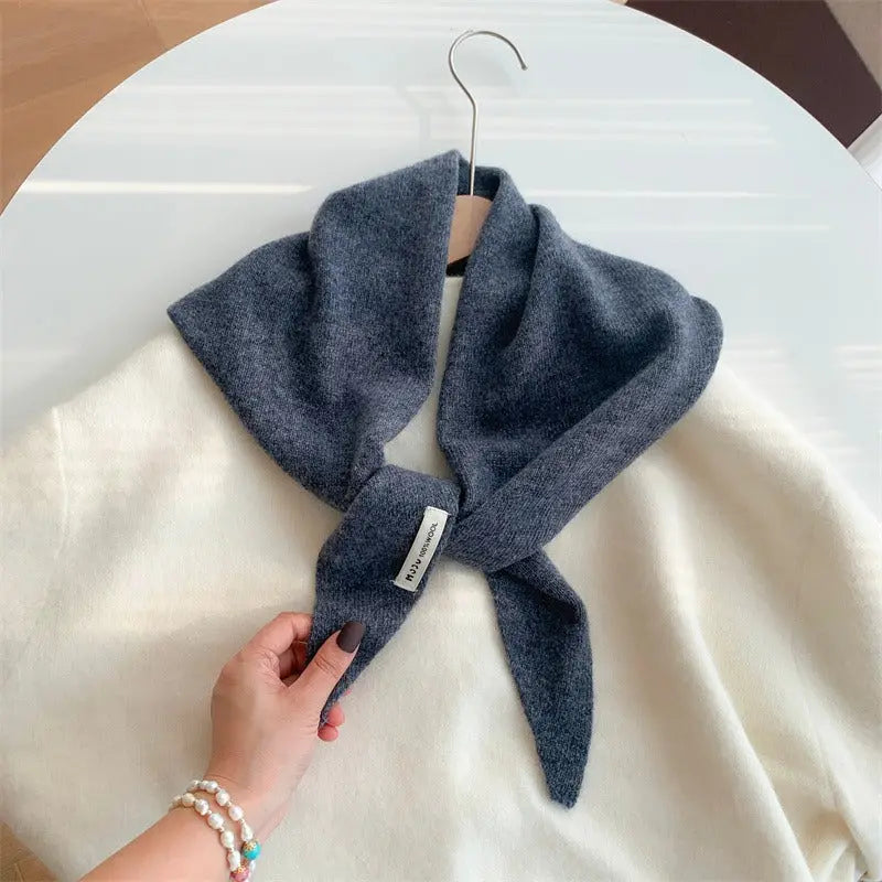 Womens Solid-Color Wool Knit Triangle Scarf Shawl For FallWinter - Alvionz.de