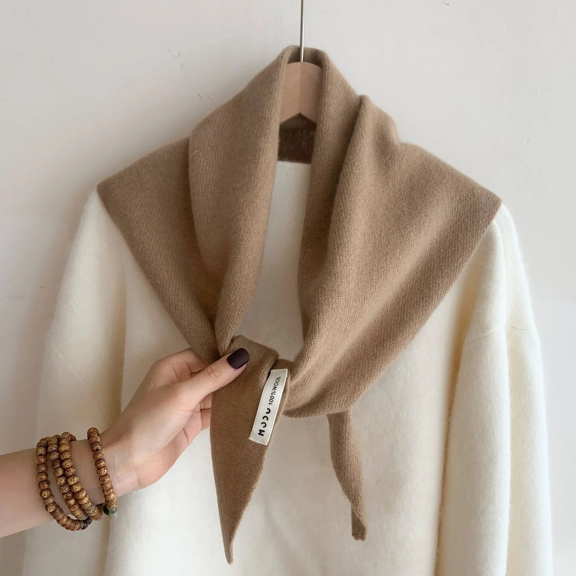 Womens Solid-Color Wool Knit Triangle Scarf Shawl For FallWinter - Alvionz.de