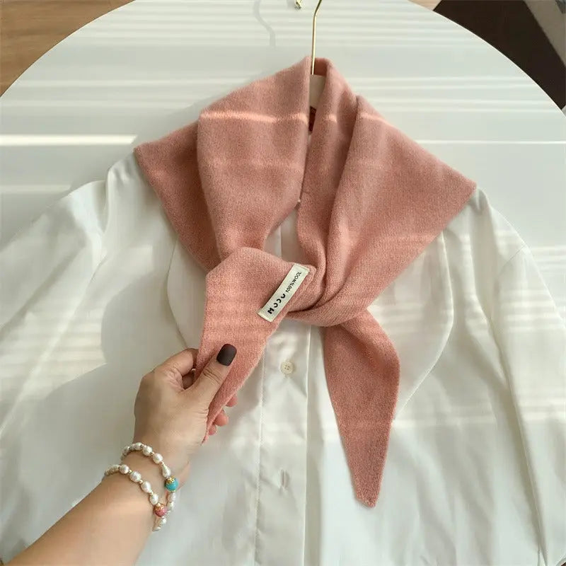 Womens Solid-Color Wool Knit Triangle Scarf Shawl For FallWinter - Alvionz.de