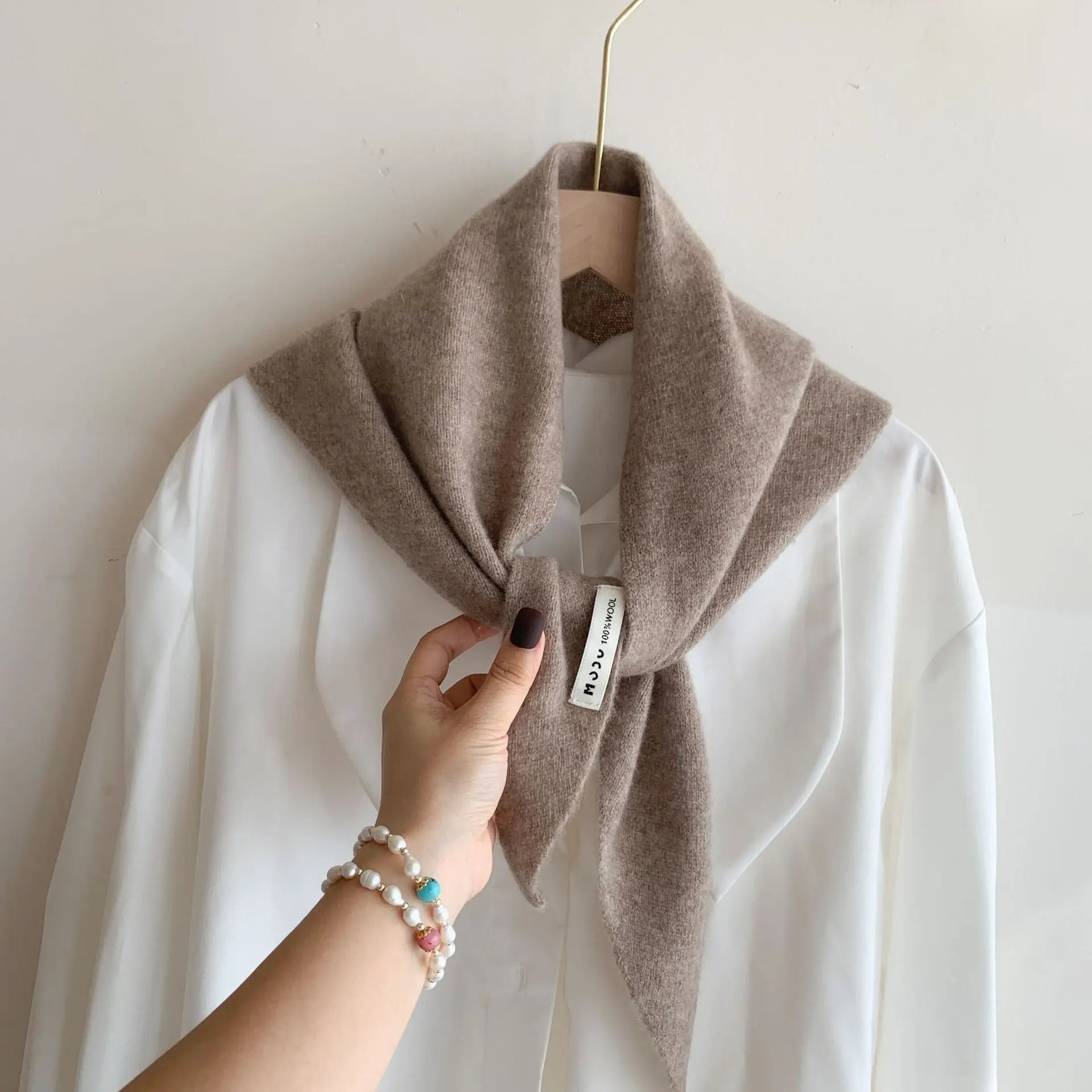 Womens Solid-Color Wool Knit Triangle Scarf Shawl For FallWinter - Alvionz.de