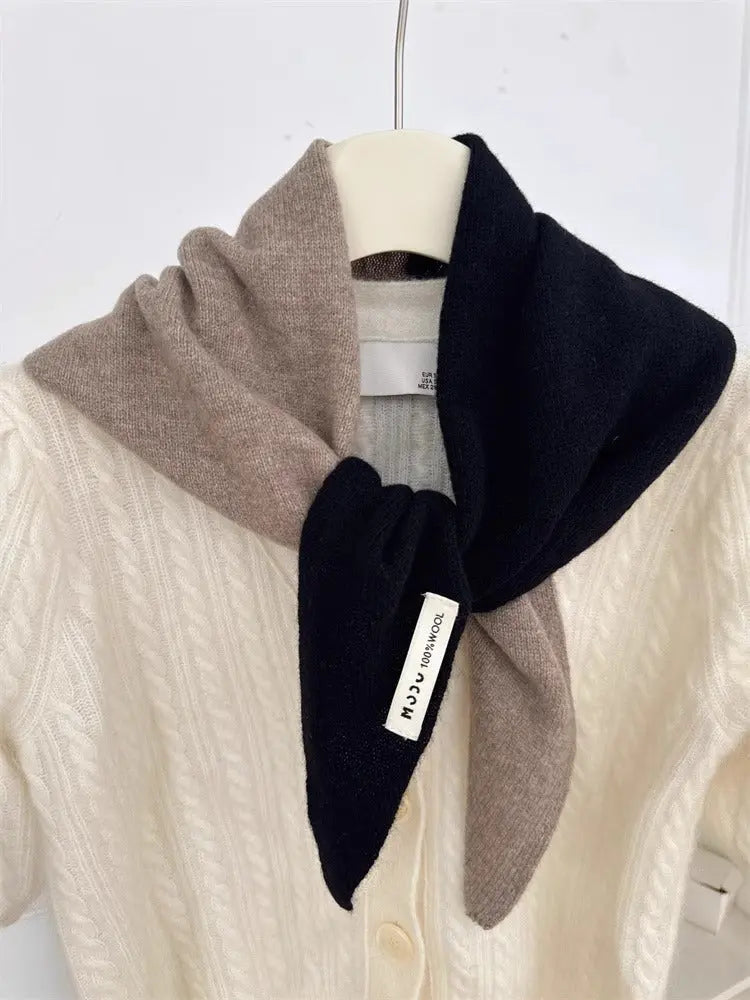Womens Solid-Color Wool Knit Triangle Scarf Shawl For FallWinter - Alvionz.de