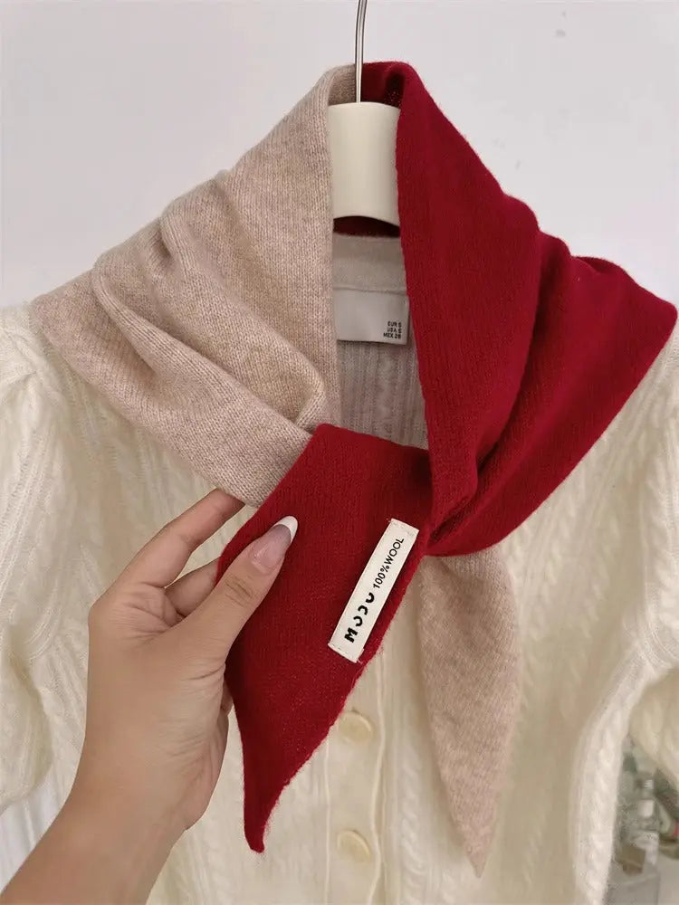 Womens Solid-Color Wool Knit Triangle Scarf Shawl For FallWinter - Alvionz.de