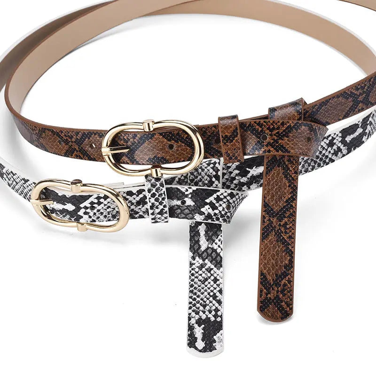Simple And Versatile Snake Print Leather Belt For Women - Alvionz.de