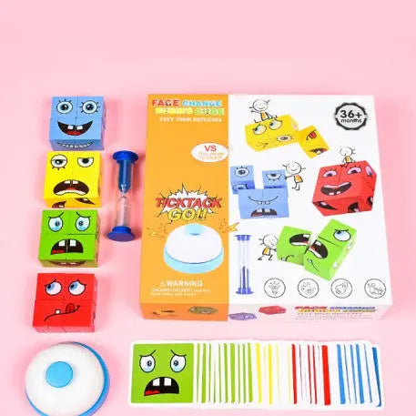 Wooden Expressions Toy Wooden Magic Cube Face Pattern Building Blocks Educational Montessori Toys Wooden Matching Block Puzzles Alvionz