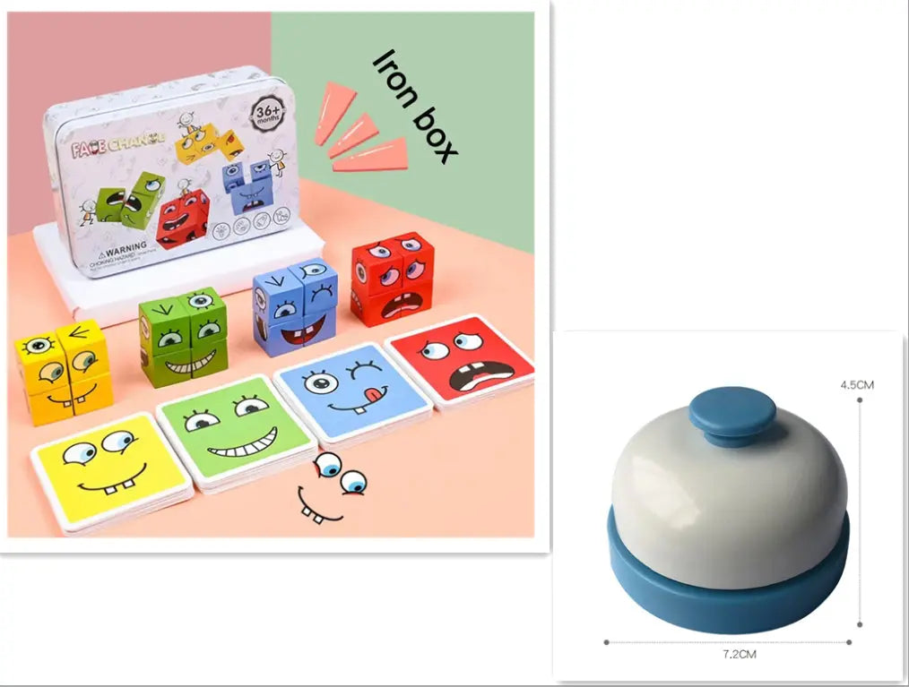 Wooden Expressions Toy Wooden Magic Cube Face Pattern Building Blocks Educational Montessori Toys Wooden Matching Block Puzzles Alvionz