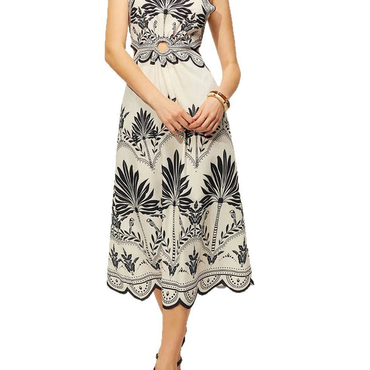 Womens Fashionable Printed Loose Beach Dress