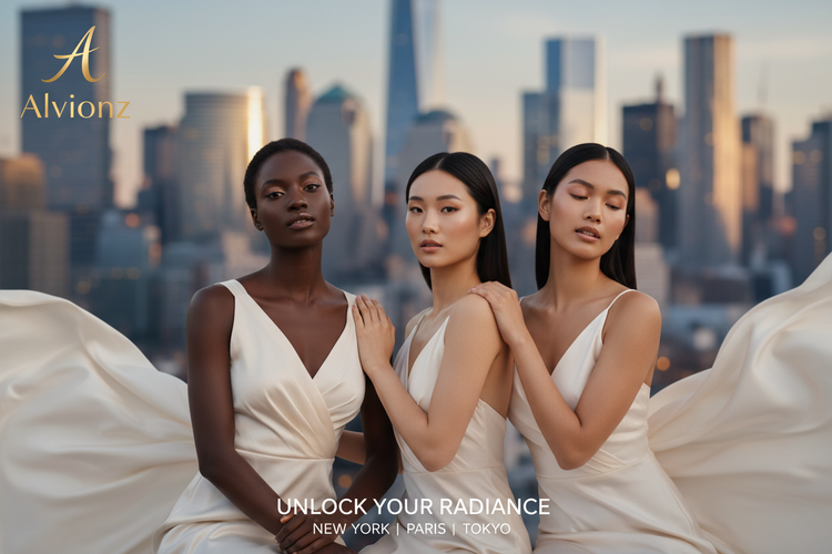 Alvionz Cosmetic banner with models background newyork