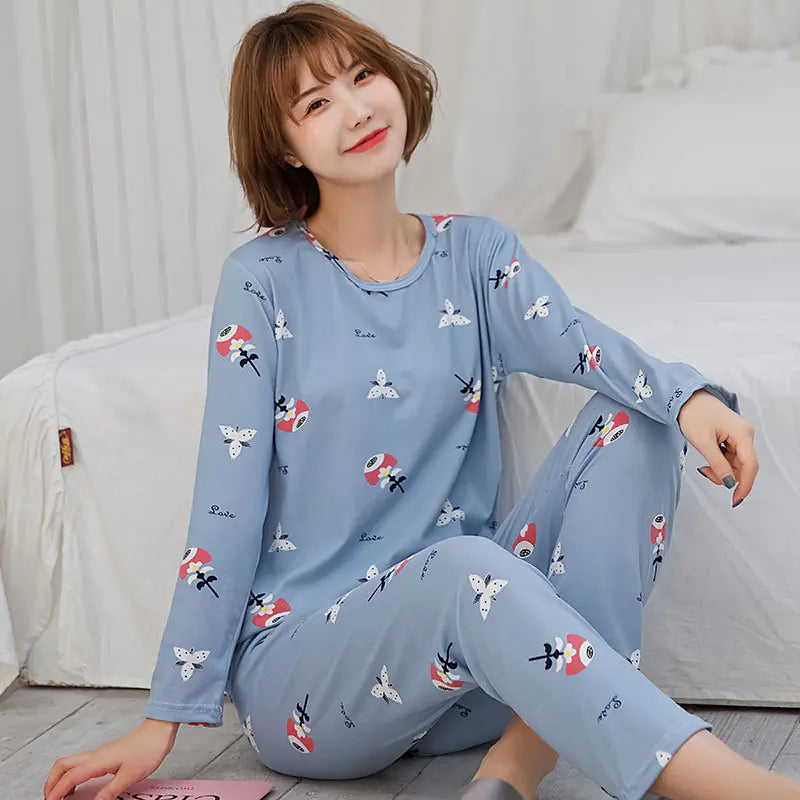Women's Long-Sleeved Pajama Set in Cute Design Alvionz.de