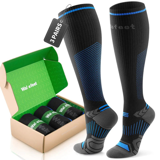 Wakefeet Compression Socks for Men&Women 3 Pairs 20-30mmHg Knee High Socks Compression Stockings Graduated Compression for Sports Running Fitness and Hiking Support Alvionz.de