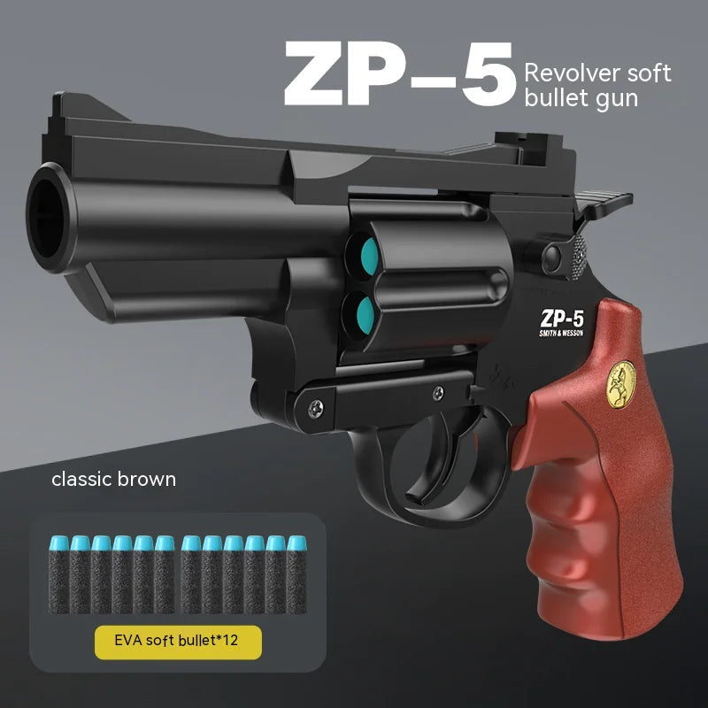 Children's left-wheel soft bullet toy pistol in black and green by Alvionz.de, featuring a realistic pistol design for safe play.