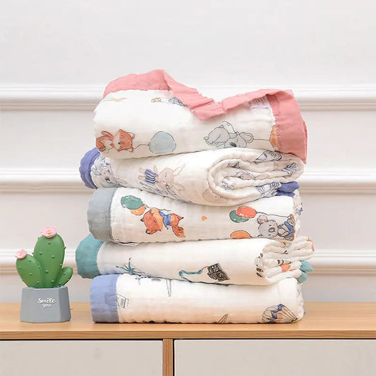 Fluffy Muslin Cotton Baby Blankets with Kids Print Alvionz.de