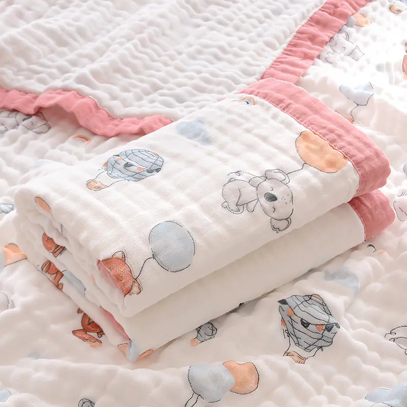 Fluffy Muslin Cotton Baby Blankets with Kids Print Alvionz.de
