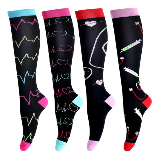 LEOSTEP Compression Socks for Women & Men Circulation Long Stockings Support for Nurses Pregnant Hiking Riding Running Alvionz.de