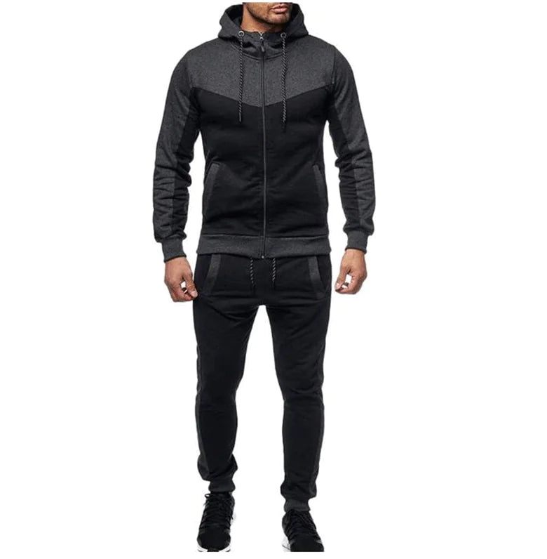 Men's Hooded Sports Zip-Up Set for Autumn/Winter Alvionz.de