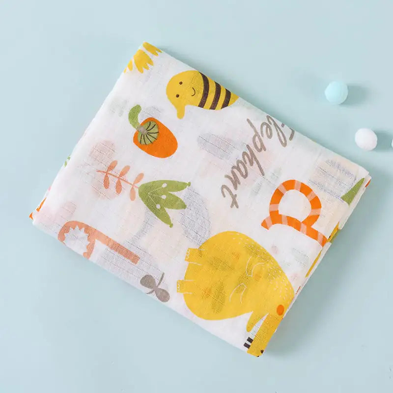 Soft cotton double-layer cartoon baby blanket featuring a cute fox design, ideal for infants and young children.
