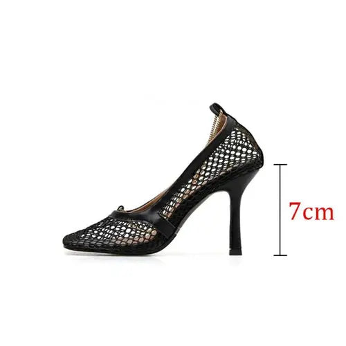 Hot Sales Square Toe Thin High Heels Women Sandals Slip On Chain Blue Charlie