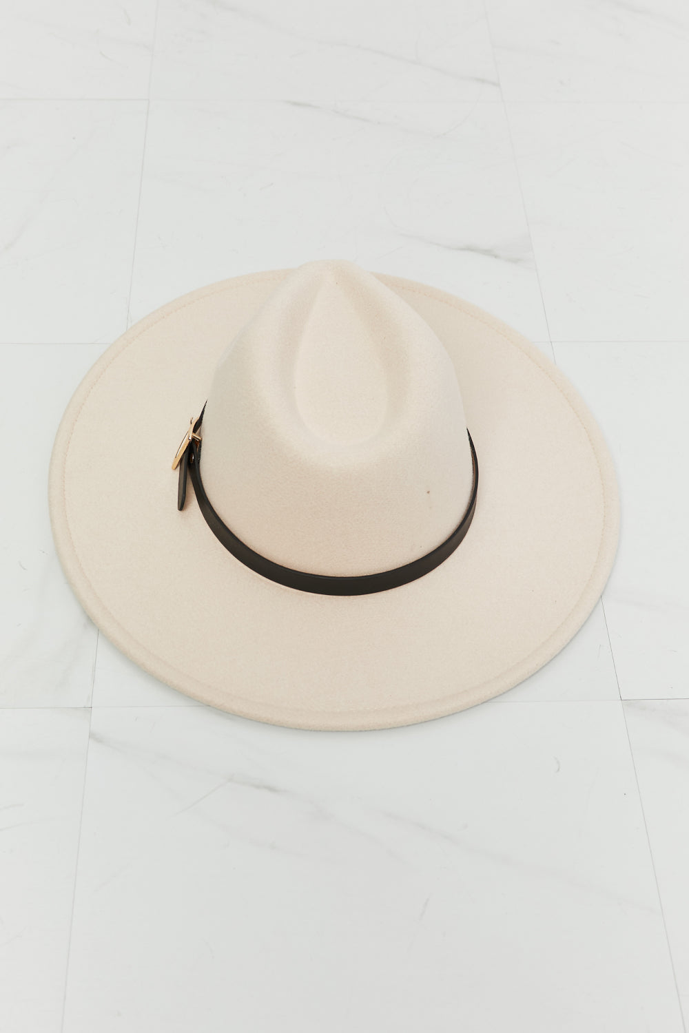 Fame Ride Along Fedora Hat by Trendsi featuring a classic brown felt design with a wide brim and decorative band.