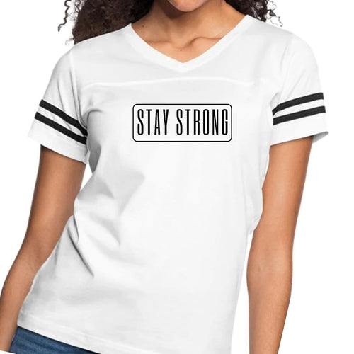 Womens Vintage Sport Graphic T-shirt - Stay Strong Print Grey Coco